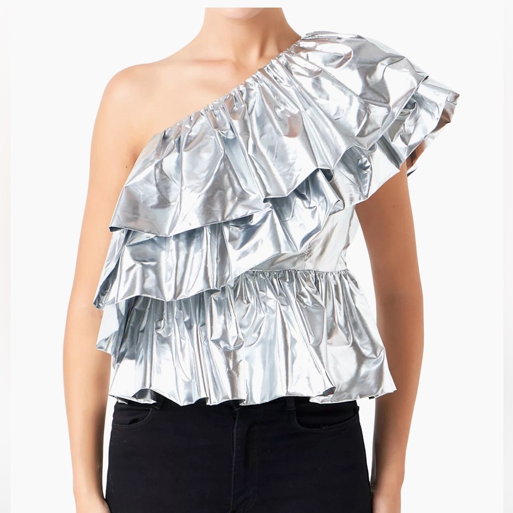 Endless Rose Silver One Shoulder Top